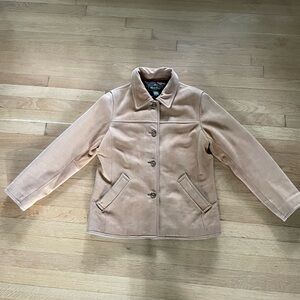 Mens Brown Eddie Bauer Button Up Leather Jacket Size M